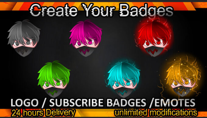 Boy Twitch Sub Badges and Twitch Emotes