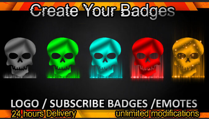 Skull Twitch Sub Badges and Twitch Emotes