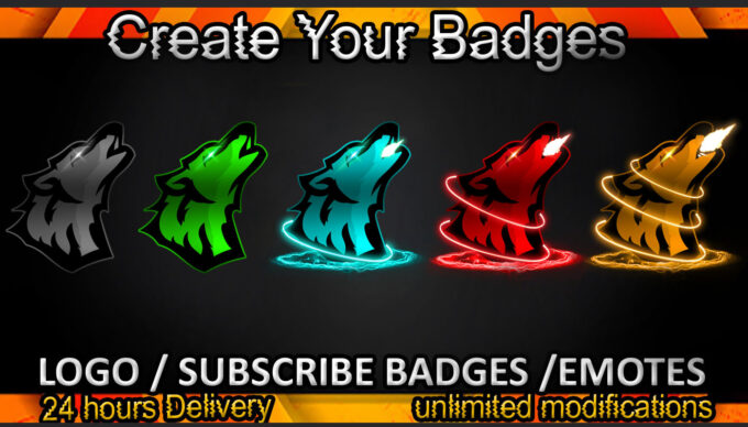 Wolf Twitch Sub Badges and Twitch Emotes