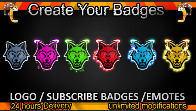 Wolf Twitch Sub Badges and Twitch Emotes