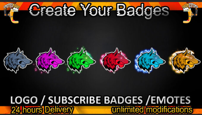 Wolf Twitch Sub Badges and Twitch Emotes