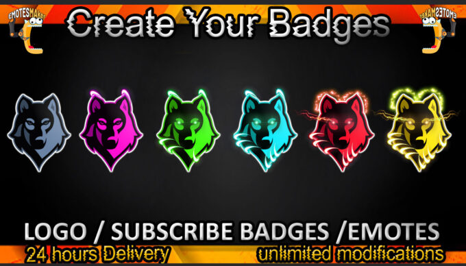 Wolf Twitch Sub Badges and Twitch Emotes