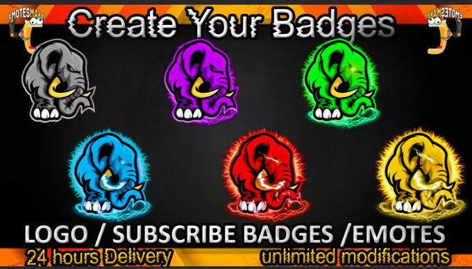 African elephant Twitch Sub Badges and Twitch Emotes