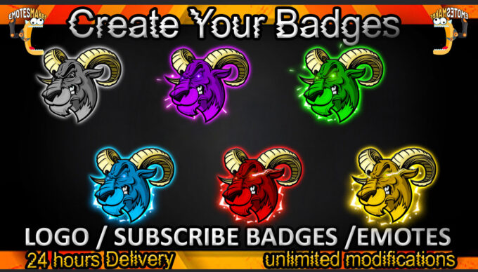 Angry goat Twitch Sub Badges and Twitch Emotes