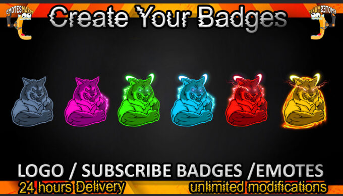 Wolf Twitch Sub Badges and Twitch Emotes